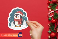 Christmas Winter Penguin Sticker, Winter Penguin Art Product Image 1