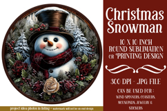 Christmas Wind Spinner, Snowman Round Design, Winter, s43 Product Image 1