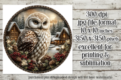 Christmas Wind Spinner, Owl Round Design, Snowy Owl, d1 Product Image 2