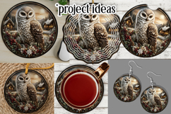 Christmas Wind Spinner, Owl Round Design, Snowy Owl, d6 Product Image 3