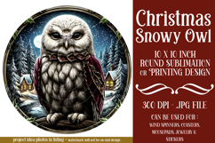 Christmas Wind Spinner, Owl Round Design, Snowy Owl, d7 Product Image 1