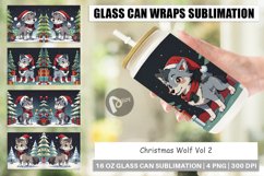 Glass Can Wraps Cartoon Christmas Wolf Product Image 1