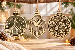 Christmas Wooden Ornament Laser Cut Product Image 2