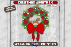 Christmas Wreath Laser Cut | Porch Decorating | Door Wreath Product Image 1