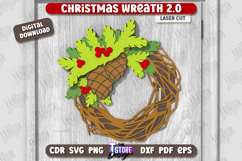 Christmas Wreath Laser Cut | Porch Decorating | Door Wreath Product Image 1