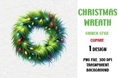 Funny Christmas PNG Green Wreath Grinch Style Product Image 1