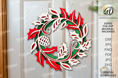 Christmas Wreath Laser Cut. Christmas Decor SVG Product Image 1