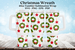 christmas wreath 40oz quencher tumbler sublimation wrap uv dtf wrap SVG high resolution transparent background