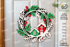 Christmas Wreath Laser Cut. Christmas Decor SVG Product Image 1