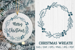Christmas Wreath with Holly and Berries SVG 