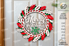 Christmas Wreath Laser Cut. Christmas Decor SVG Product Image 1