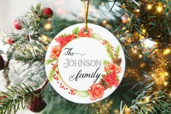 Christmas Wreath Sublimation Monogram, Family Name Xmas PNG Product Image 1