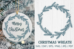 Minimalist Christmas Wreath with Pine Branches and Berries SVG