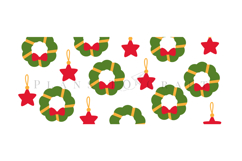 christmas wreath libbey beer can glass full wrap svg presized template for 16oz and 20oz glass for Cricut Silhouette and sublimation