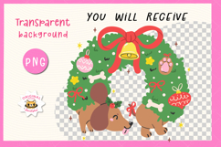 Christmas Dachshund Dog PNG Wreath Sublimation Design Product Image 3