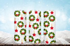 christmas wreath skinny tumbler sublimation wrap with high resolution and transparant background are for 20oz and 30oz skinny tumbler
