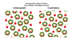 christmas wreath skinny tumbler sublimation wrap with high resolution and transparant background are for 20oz and 30oz skinny tumbler
