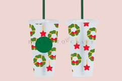 christmas wreath starbucks 24oz cold cup tumbler wrap svg presized template for tumbler venti suitable for cutting machine or sublimation