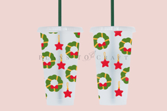 christmas wreath starbucks 24oz cold cup tumbler wrap svg presized template for tumbler venti suitable for cutting machine or sublimation