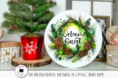 christmas wreath illustration shown on a sign