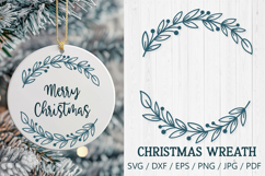 Christmas Wreath with Leaves and Berries SVG | Holiday Frame