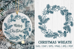 Christmas Wreath with Holly and Pine Branches SVG