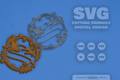 Christmas Wreath with Ribbon Banner Laser Cut Product Image 2