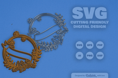 Christmas Wreath with Ribbon Banner Laser Cut Product Image 2