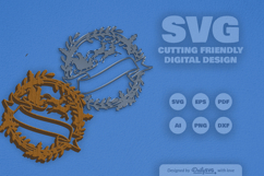 Christmas Wreath with Ribbon Banner Laser Cut Product Image 6