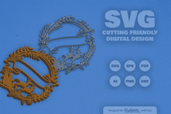 Christmas Wreath with Ribbon Banner Laser Cut Product Image 2