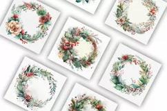 Christmas Wreaths | Watercolour Clipart JPG Product Image 2