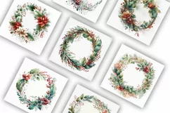 Christmas Wreaths | Watercolour Clipart JPG Product Image 3