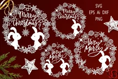 Christmas wreaths with bunnies/SVG/Sublimation Product Image 1