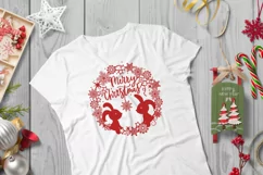 Christmas wreaths with bunnies/SVG/Sublimation Product Image 3