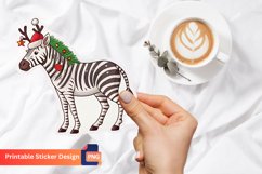 Christmas Zebra Sticker, Christmas Zebra Art, Animal Print Product Image 1