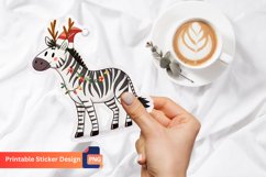 Christmas Zebra Sticker, Christmas Zebra Art, Animal Print Product Image 1