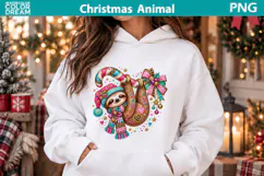 Christmas Sloth Clipart | Whimsical Holiday Sublimation Product Image 2