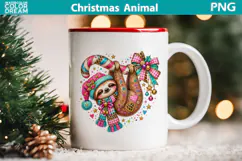 Christmas Sloth Clipart | Whimsical Holiday Sublimation Product Image 3