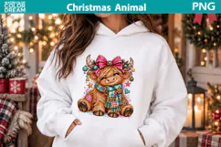 Christmas Highland Cow | Whimsical Holiday Sublimation Product Image 3