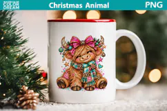 Christmas Highland Cow | Whimsical Holiday Sublimation Product Image 2