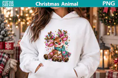 Christmas Reindeer Clipart | Whimsical Holiday Sublimation Product Image 2