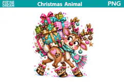 Christmas Reindeer Clipart | Holiday Gift Sublimation Product Image 1
