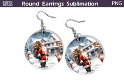 Christmas Round Earrings | Santa Claus Earring PNG Product Image 1