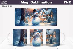 Christmas Mug Sublimation Design | Snowman Mug Wrap Product Image 1