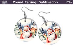 Christmas Round Earrings | Santa Claus Earring PNG Product Image 1