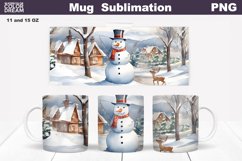Christmas Mug Sublimation Design | Snowman Mug Wrap Product Image 1