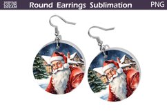 Christmas Round Earrings | Santa Claus Earring PNG Product Image 1