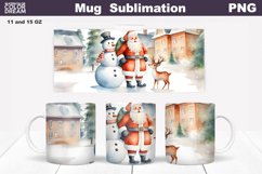 Christmas Mug Sublimation Design | Santa Snowman Mug Wrap Product Image 1