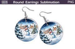 Christmas Round Earrings | Snowman Earrings Sublimation Product Image 1
