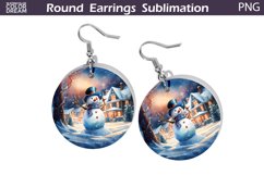 Christmas Round Earrings | Snowman Earrings Sublimation Product Image 1